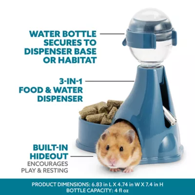 Full Cheeks Small Pet 3 in 1 Space Saver Food Water Dispenser