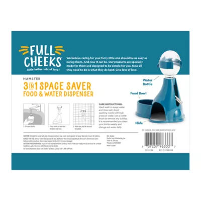 Full Cheeks Small Pet 3 in 1 Space Saver Food Water Dispenser