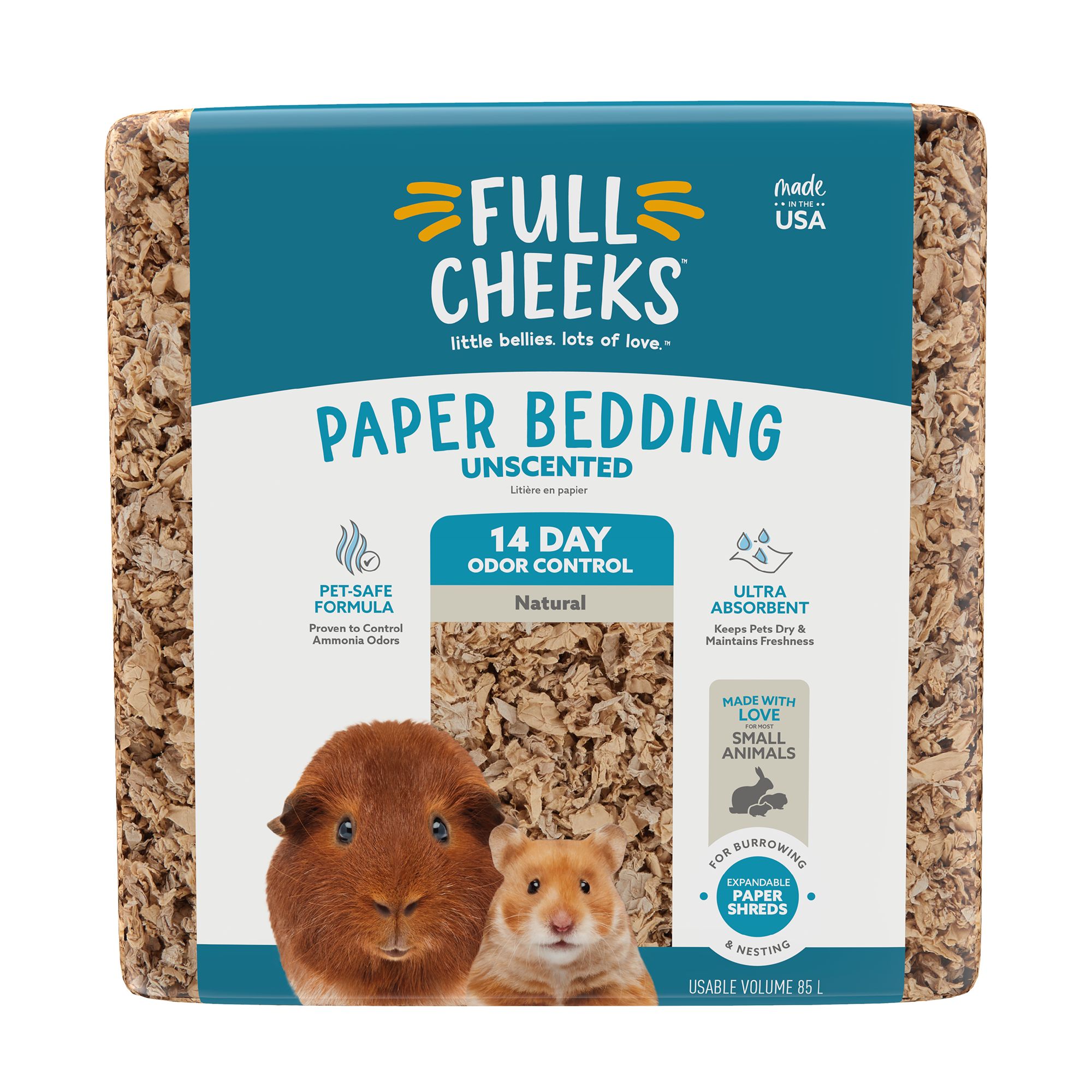 Full Cheeks Odor Control Small Pet Paper Bedding 56 L Natural