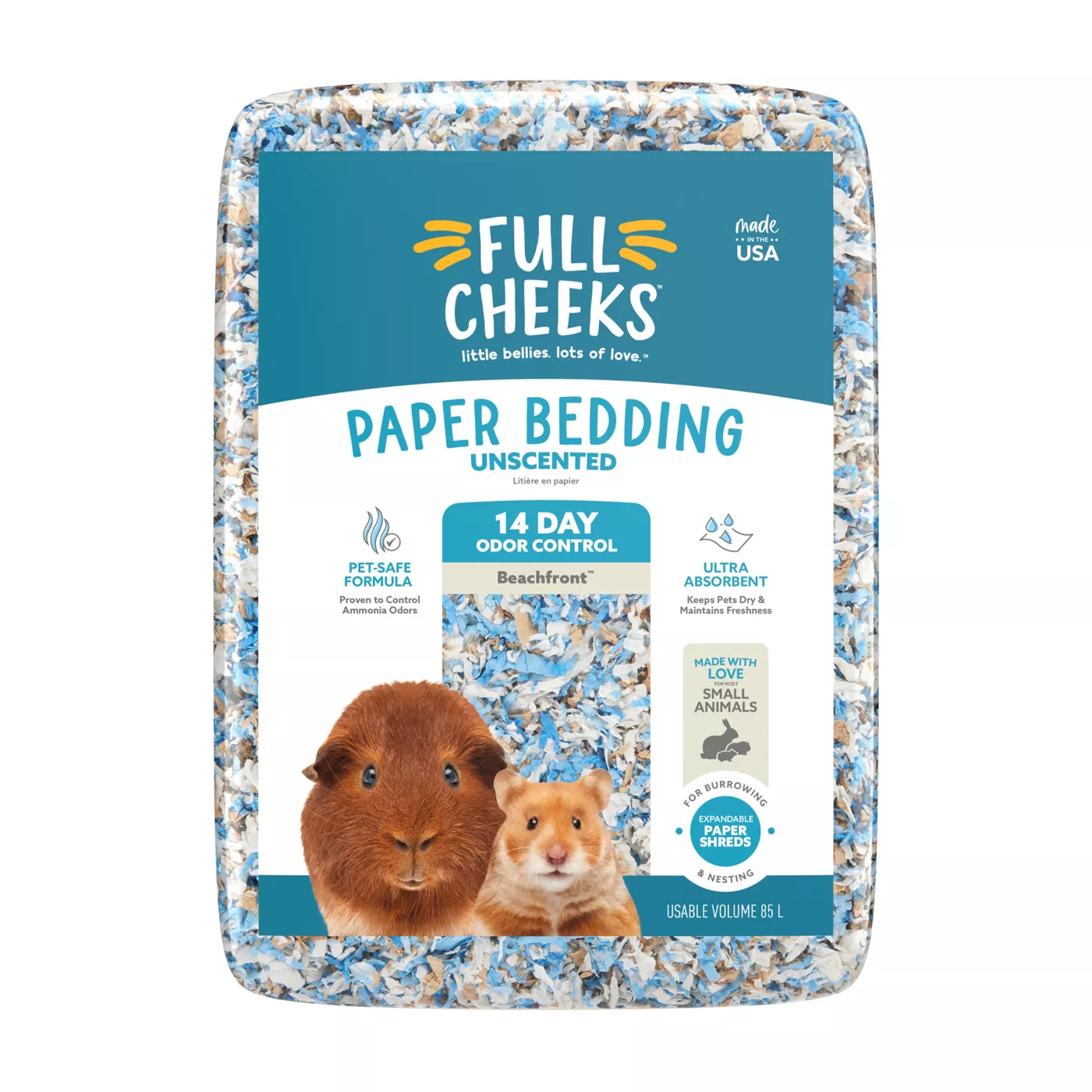 Full Cheeks Odor Control Small Pet Paper Bedding Beachfront