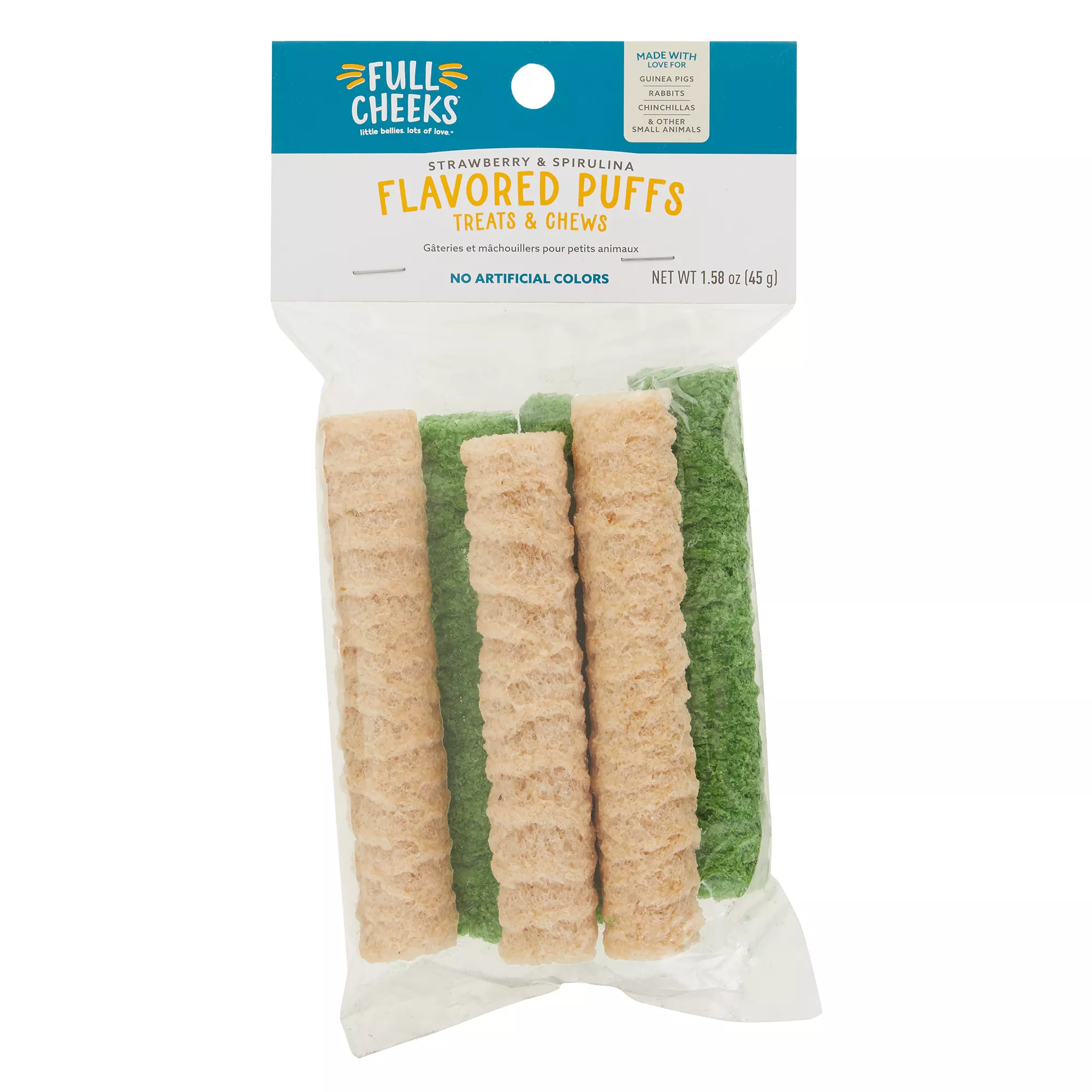 Full Cheeks™ Small Pet Flavored Rice Puff - Strawberry & Spirulina