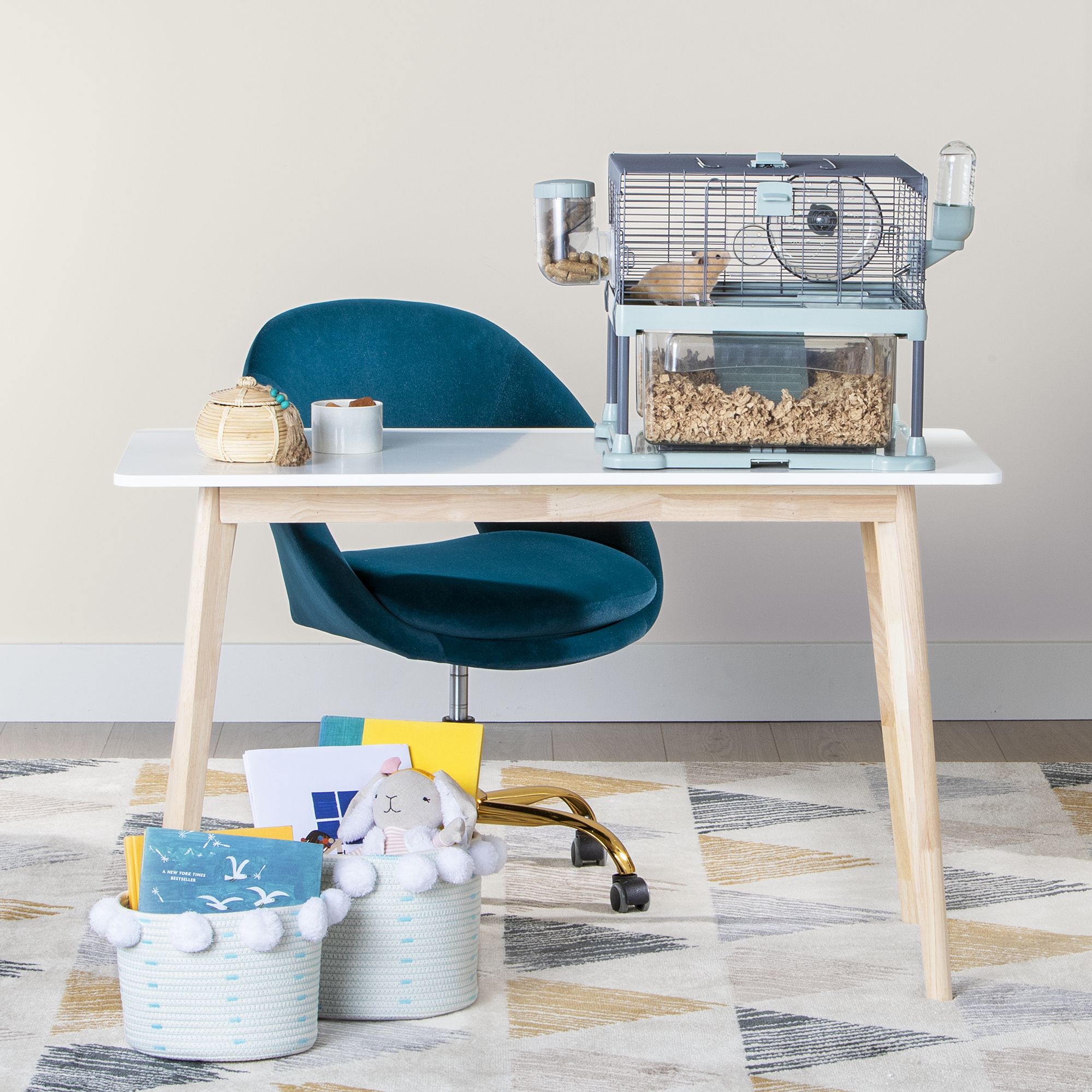Full Cheeks™ Quick Clean Small Pet Habitat Includes Cage, Wheel, Food