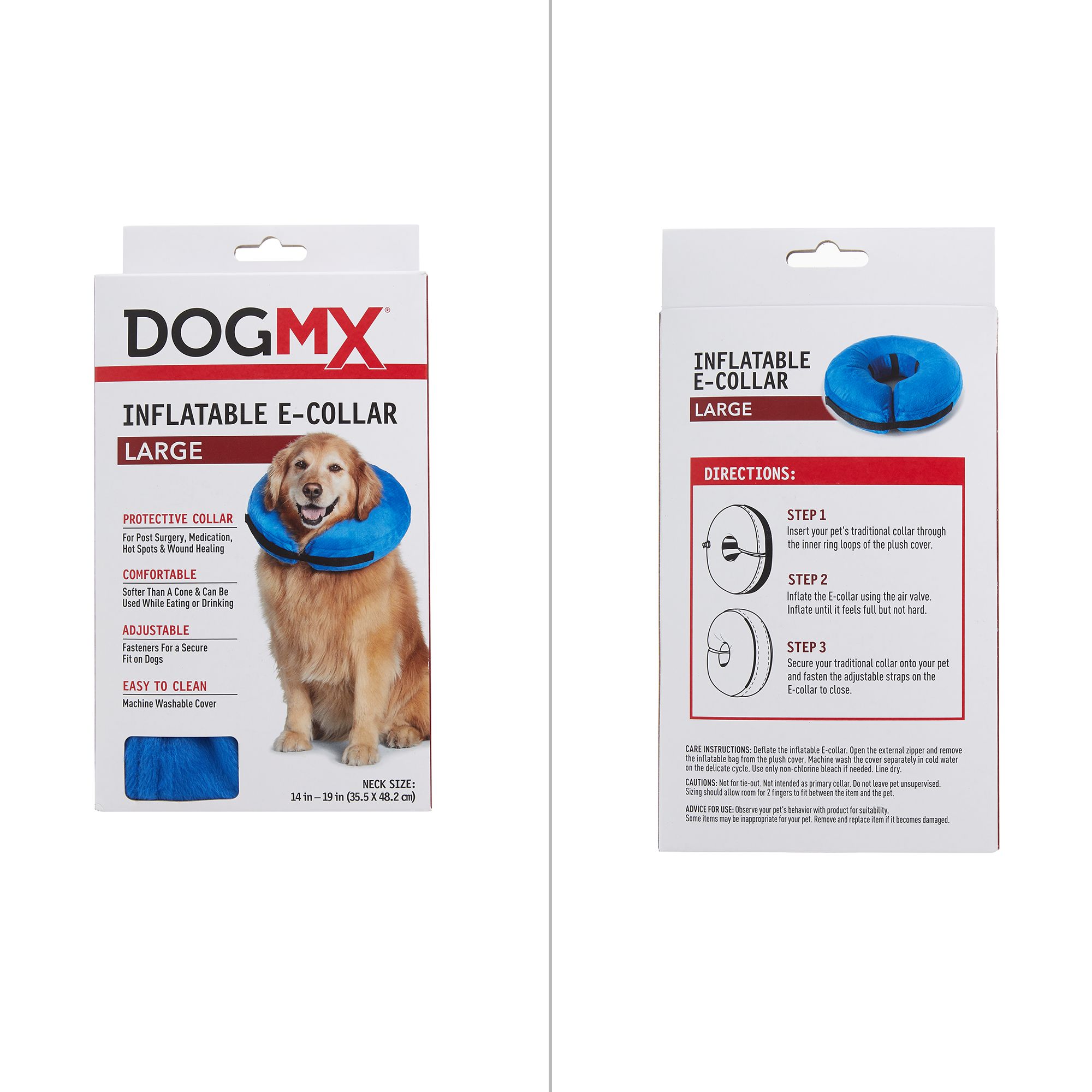 Dog MX Inflatable E Collar for Post Surgery Medication Hot Spots Wound Healing Adjustab