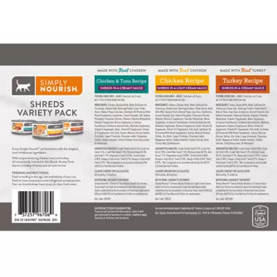 Product Simply Nourish® Cat Wet Food - 36 Oz, Natural, Shreds in a Light Cream Sauce, With-Grain