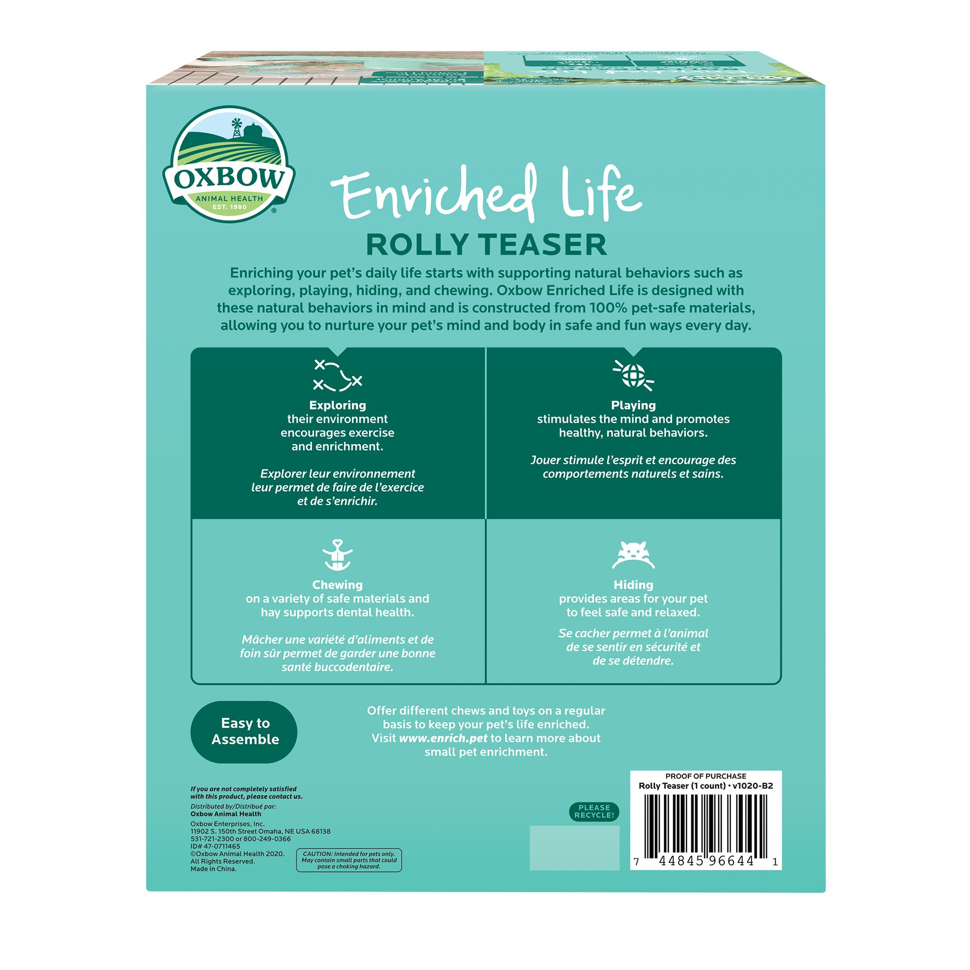 Oxbow Enriched Life Rolly Teaser Small Pet Toy & Feeder - thumbnail 2