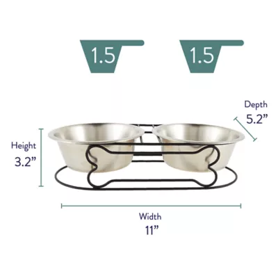 Product Top Paw® Elevated Stainless Steel Double Diner Dog Bowl