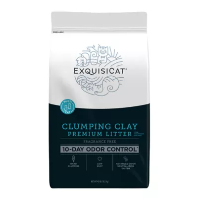 ExquisiCat Premium Clumping Multi Cat Clay Cat Litter Unscented Low Dust