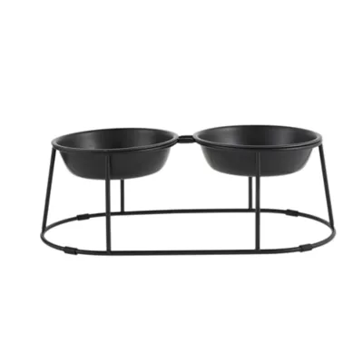 Product Whisker City® Black Metal Double Cat Diner with Stand