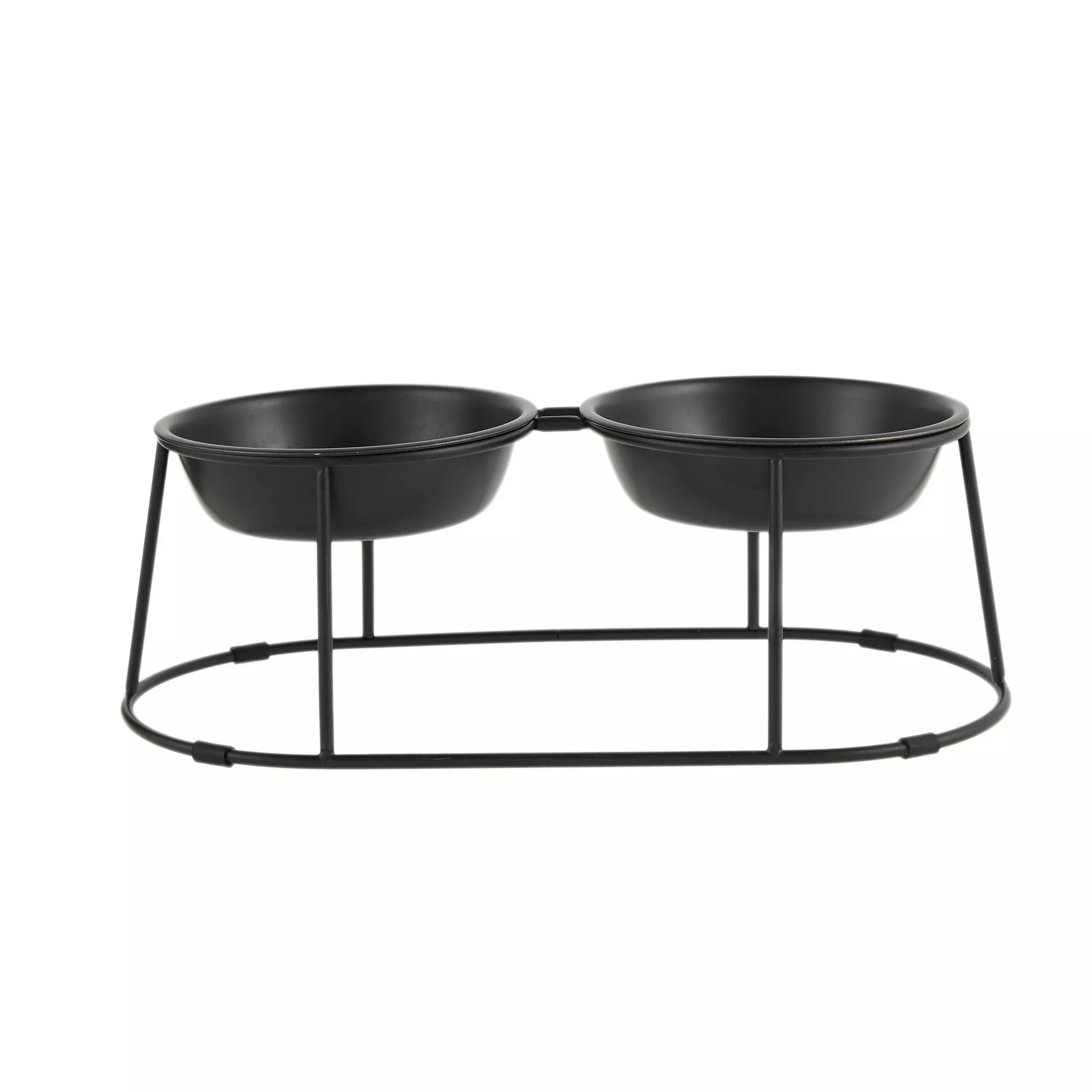 Whisker City® Black Metal Double Cat Diner with Stand