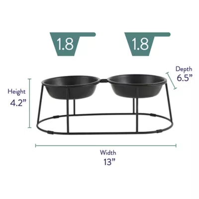 Product Whisker City® Black Metal Double Cat Diner with Stand