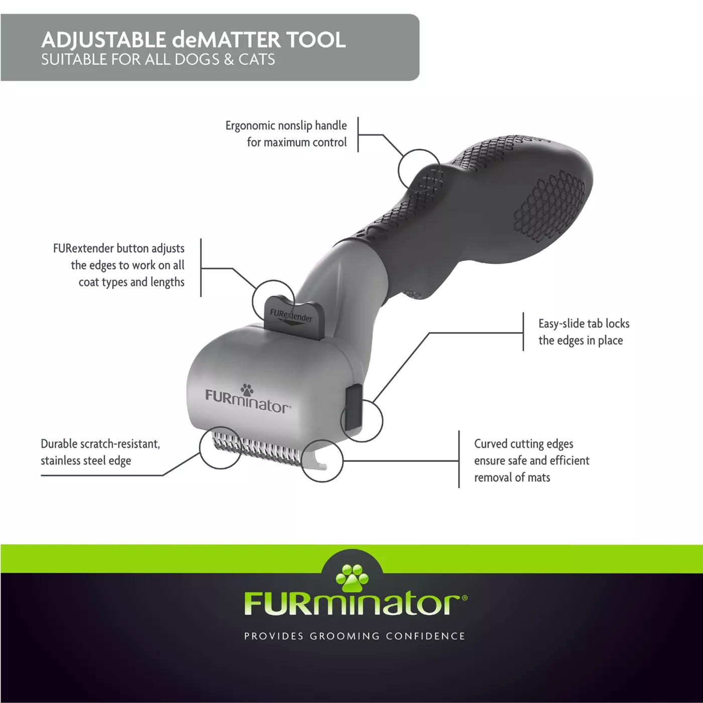 FURminator Adjustable deMatter Dog Cat Tool