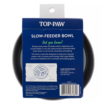 Top Paw Grey Puzzle Slow Feeder Dog Bowl 0.75 cup