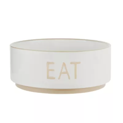 Product Top Paw® "Eat" White Embossed Ceramic Dog Bowl