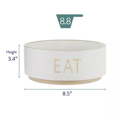 Product Top Paw® "Eat" White Embossed Ceramic Dog Bowl