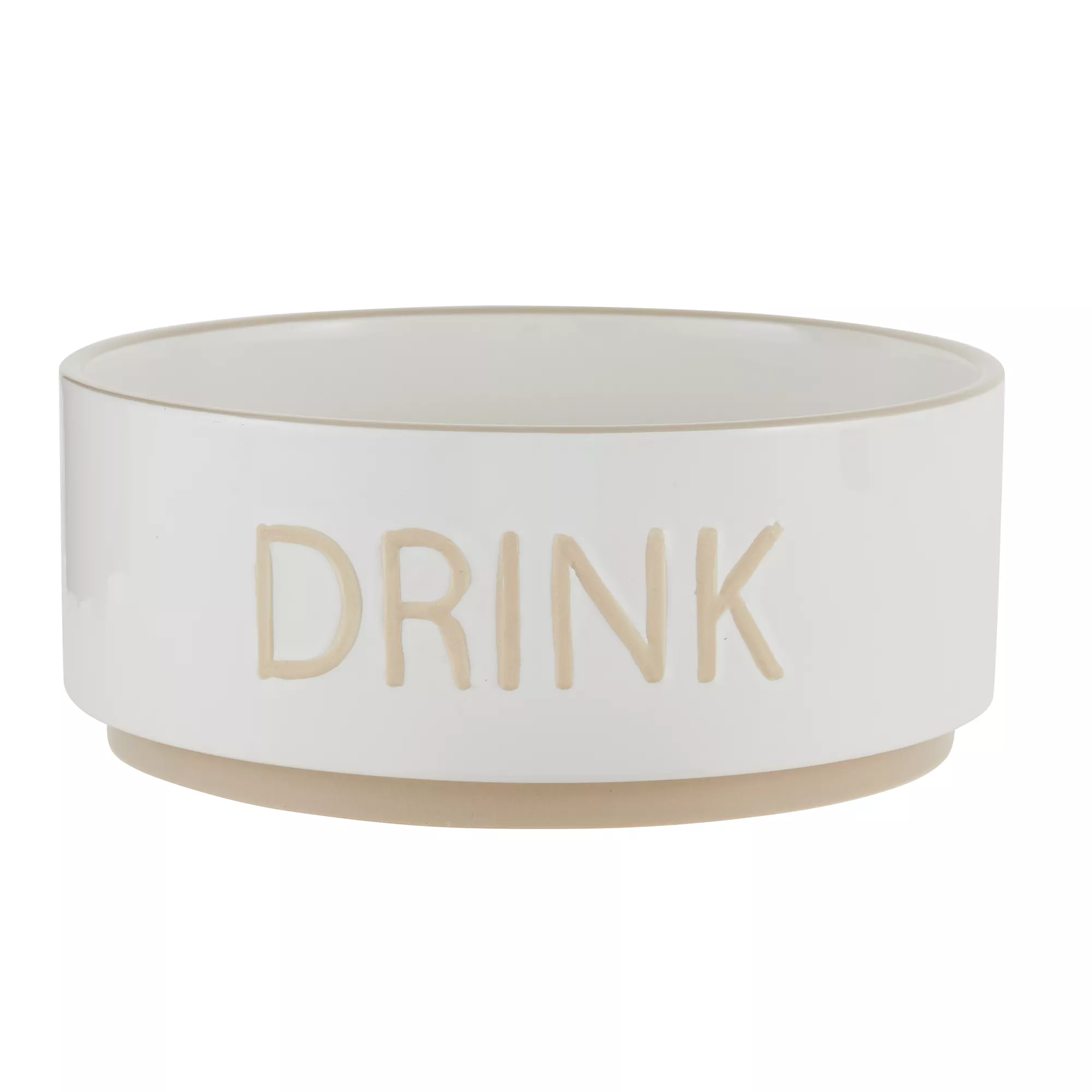 Top Paw® "Drink" White Embossed Ceramic Dog Bowl