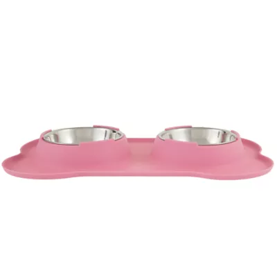 Product Top Paw® Silicone Mat with Double Dog Bowls