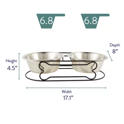 Product Top Paw® Elevated Stainless Steel Double Diner Dog Bowl