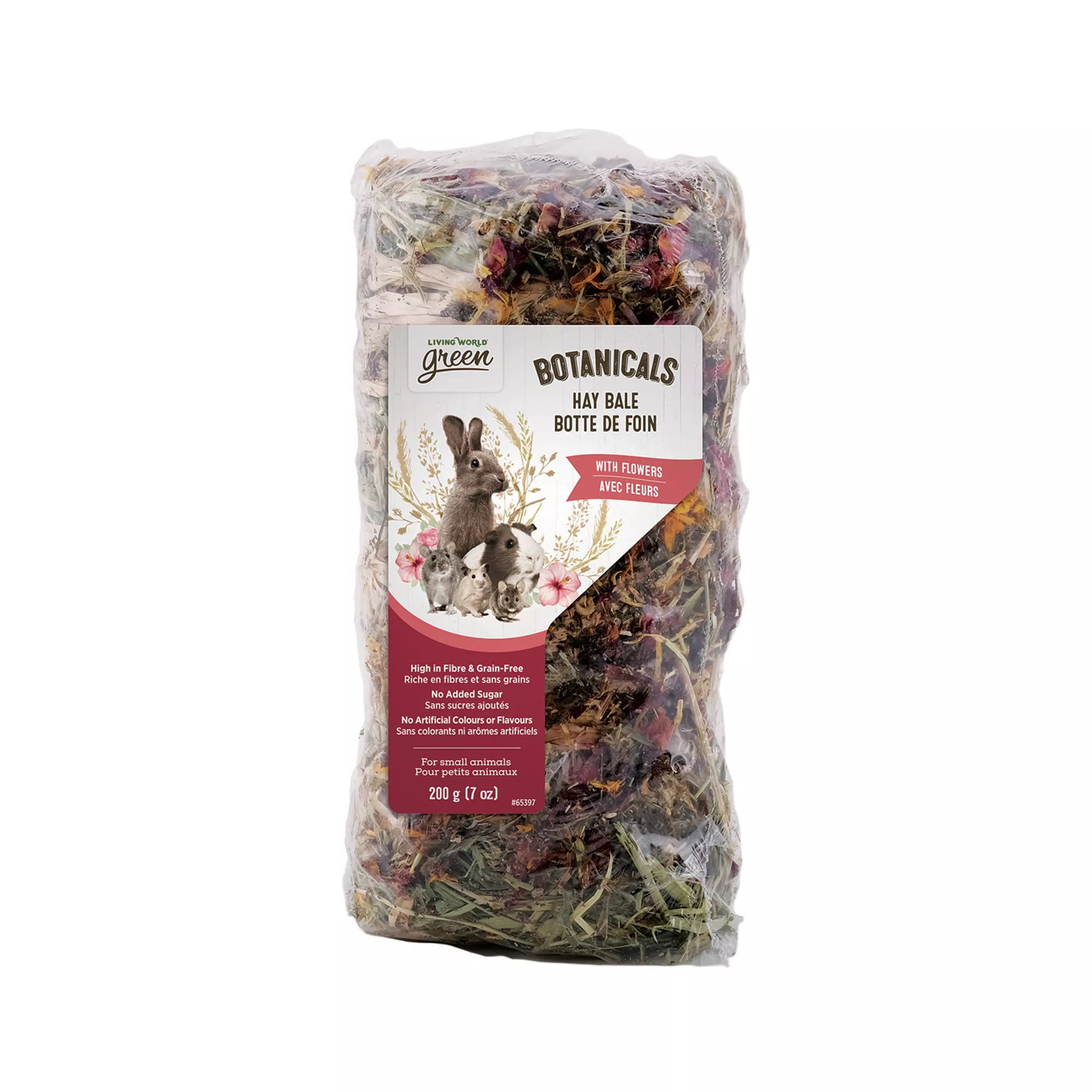 Living World Green Botanicals Hay Bale with Flowers Small Pet Treat