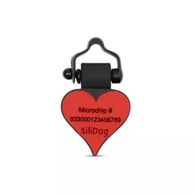 Product SiliDog The Silent Dog Tag Personalized Silicone Heart Dog & Cat ID Tag