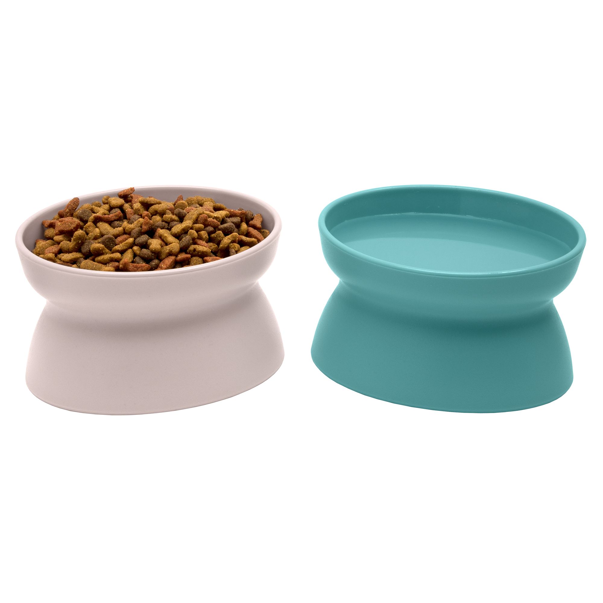 FRISCO Double Elevated Cat Bowl with Wood Stand, 0.5 cup 