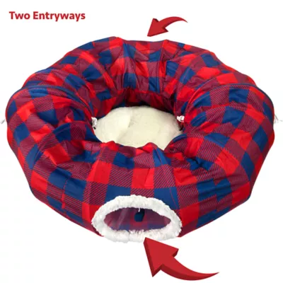 Product Kitty City Plaid Tunnel Cat Bed