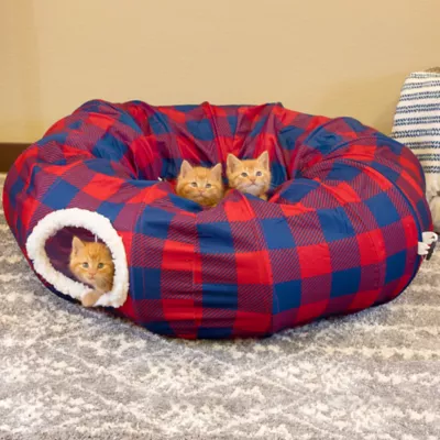 Product Kitty City Plaid Tunnel Cat Bed