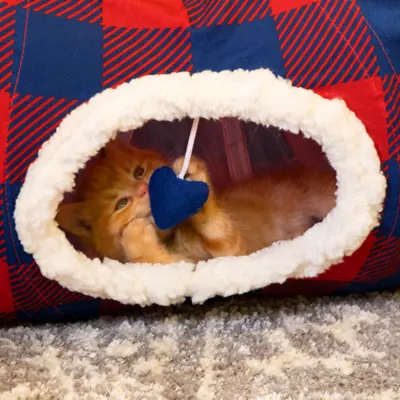 Product Kitty City Plaid Tunnel Cat Bed