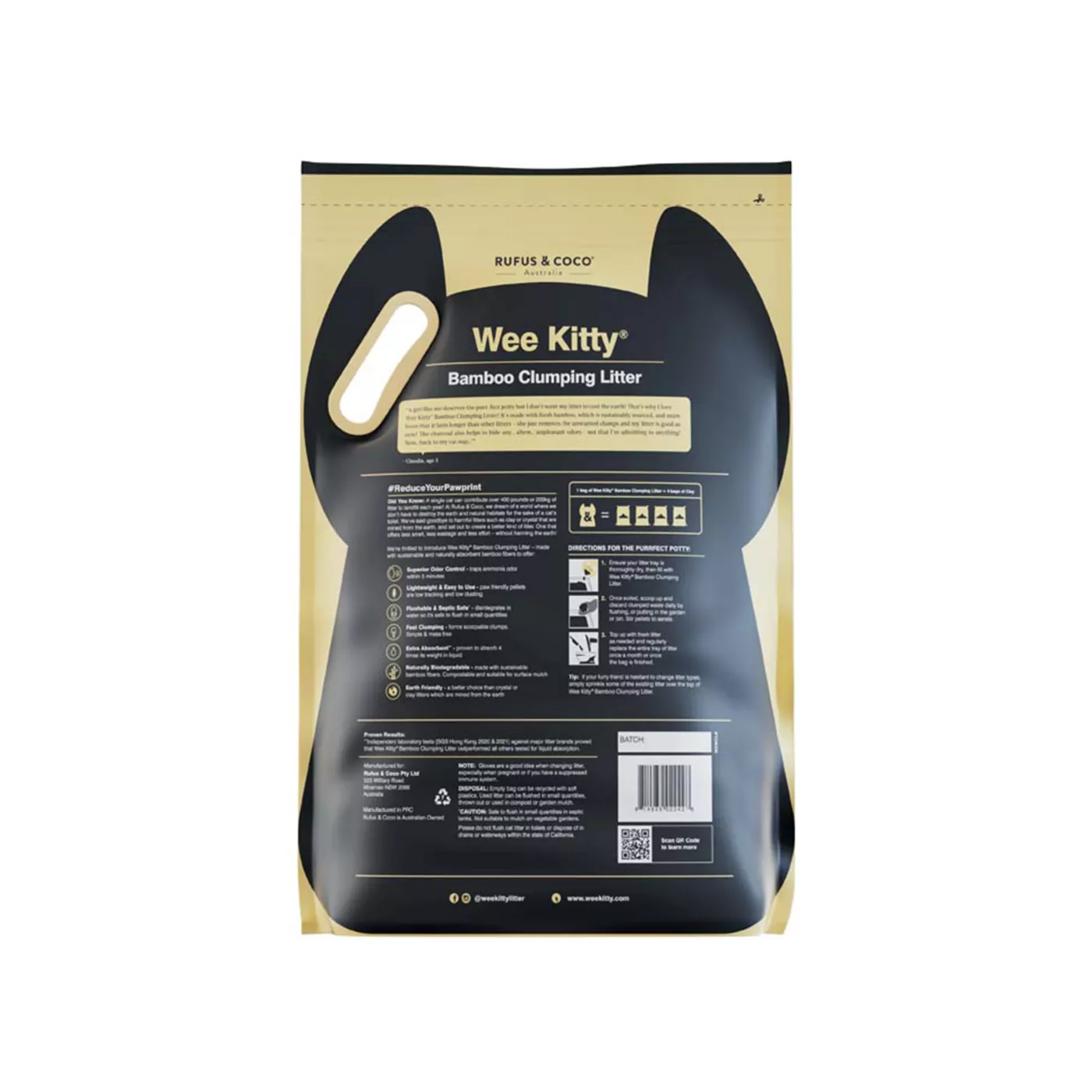 Rufus Coco Wee Kitty Clumping Multi Cat Bamboo Cat Litter Lightweight Natural