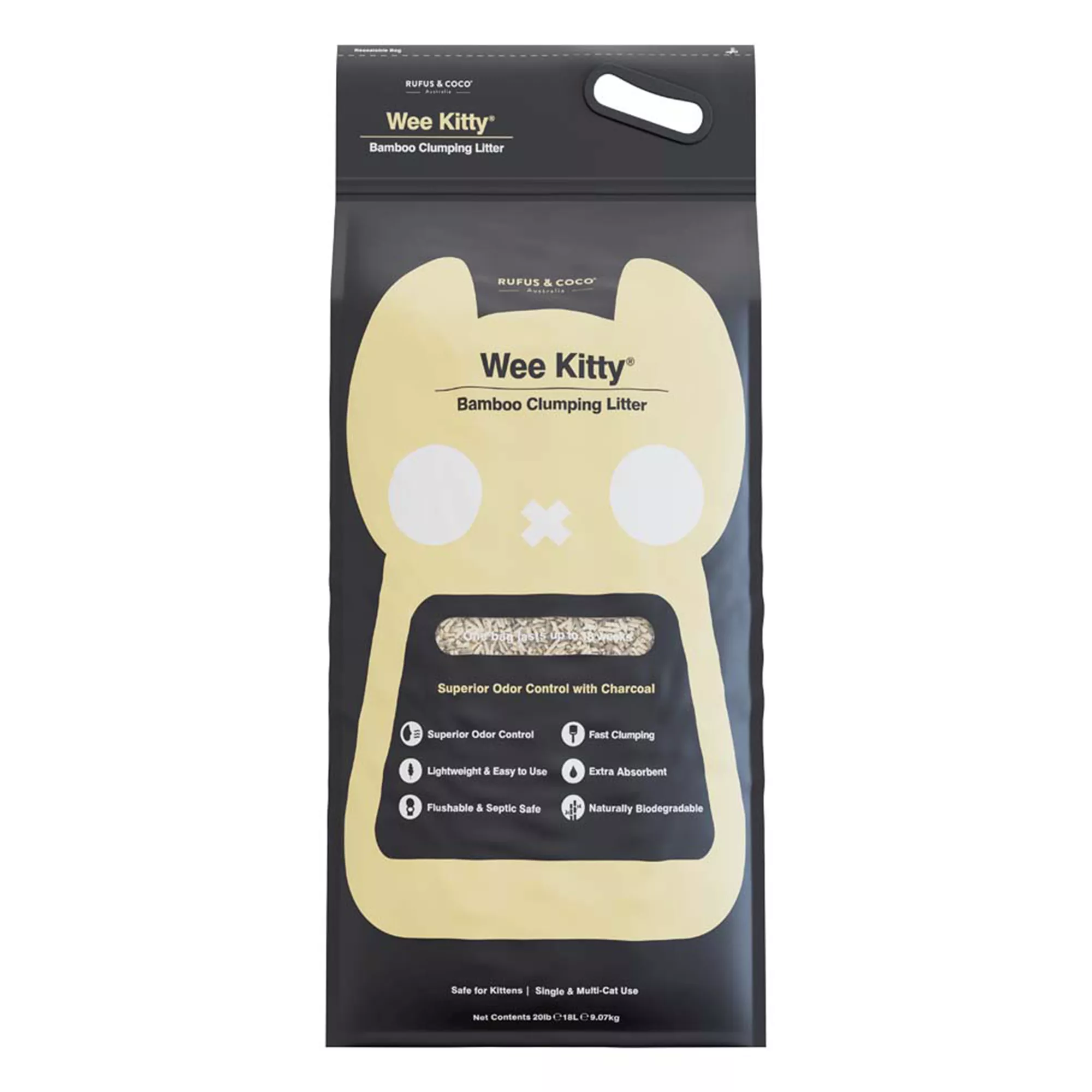 Rufus & Coco® Wee Kitty® Clumping Multi-Cat Bamboo Cat Litter - Lightweight, Natural