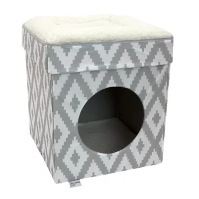 Product Kitty City Cool Gray & White Folding Cube Cat Bed