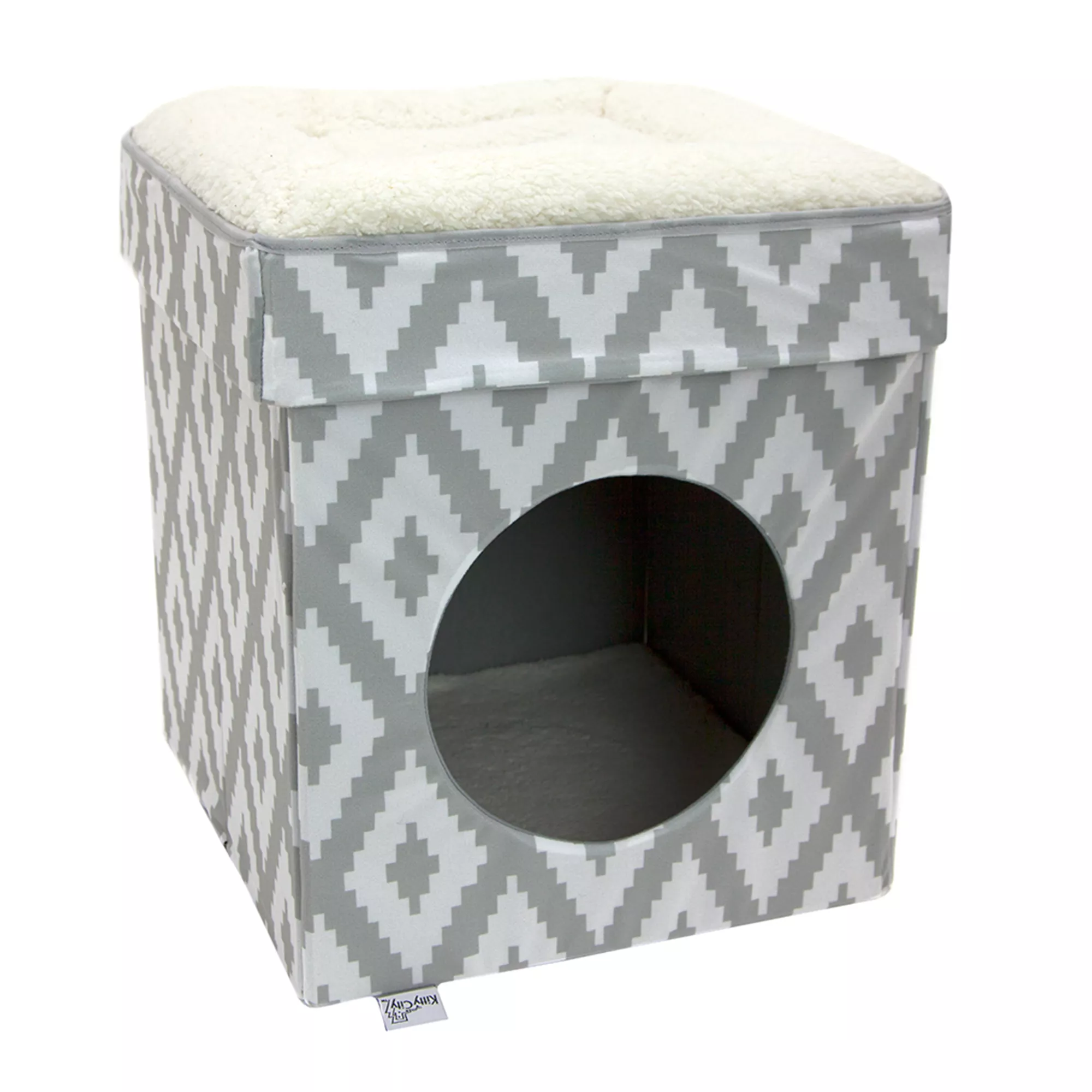 Kitty City Cool Gray & White Folding Cube Cat Bed