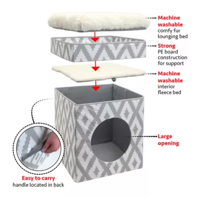 Product Kitty City Cool Gray & White Folding Cube Cat Bed