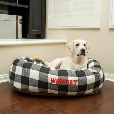 Majestic Pet Personalized Checkered Bagel Cat & Dog Bed - Image 6