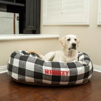 Majestic Pet Personalized Checkered Bagel Cat & Dog Bed - Image 6