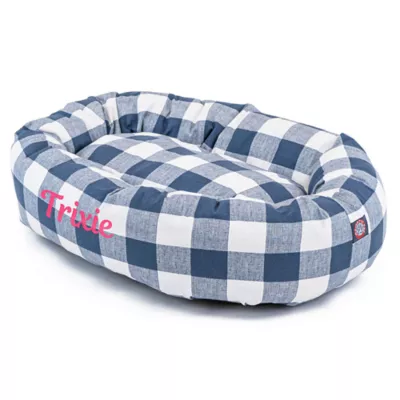 Majestic Pet Personalized Checkered Bagel Cat & Dog Bed - Image 2