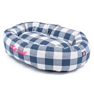 Product Majestic Pet Personalized Checkered Bagel Cat & Dog Bed