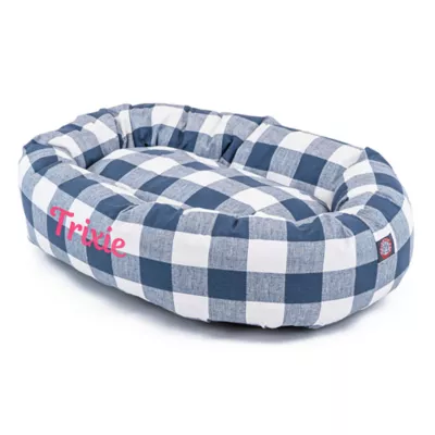 Majestic Pet Personalized Checkered Bagel Cat & Dog Bed - Image 2