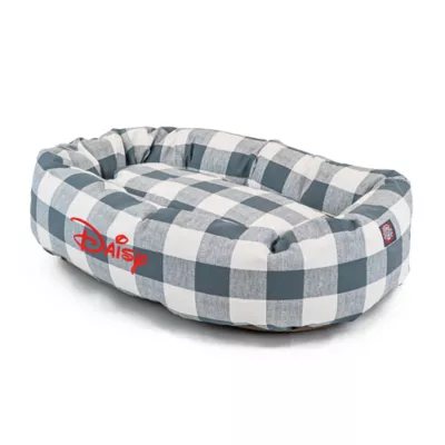 Majestic Pet Personalized Checkered Bagel Cat & Dog Bed - Image 2