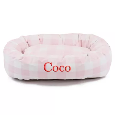 Majestic Pet Personalized Checkered Bagel Cat & Dog Bed - Image 1