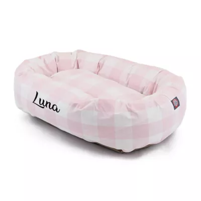 Majestic Pet Personalized Checkered Bagel Cat & Dog Bed - Image 2