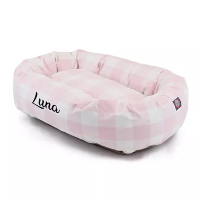 Majestic Pet Personalized Checkered Bagel Cat & Dog Bed - Image 2