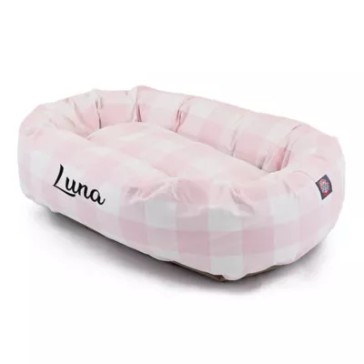 Product Majestic Pet Personalized Checkered Bagel Cat & Dog Bed