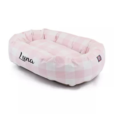 Product Majestic Pet Personalized Checkered Bagel Cat & Dog Bed