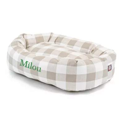 Majestic Pet Personalized Checkered Bagel Cat & Dog Bed - Image 2