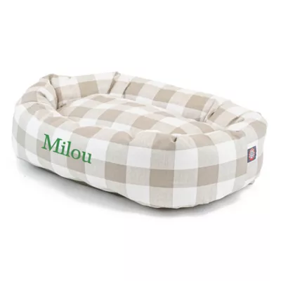 Product Majestic Pet Personalized Checkered Bagel Cat & Dog Bed