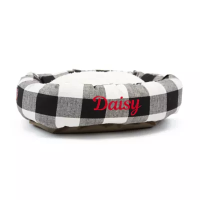 Majestic Pet Personalized Checkered Sherpa Bagel Cat & Dog Bed - Image 2