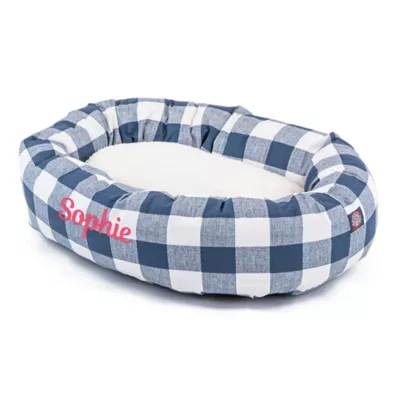 Product Majestic Pet Personalized Checkered Sherpa Bagel Cat & Dog Bed