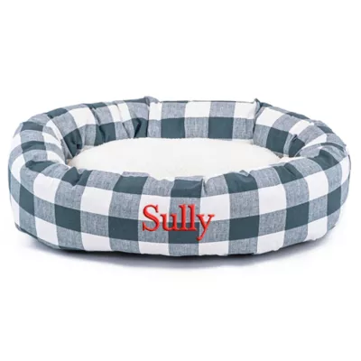 Product Majestic Pet Personalized Checkered Sherpa Bagel Cat & Dog Bed