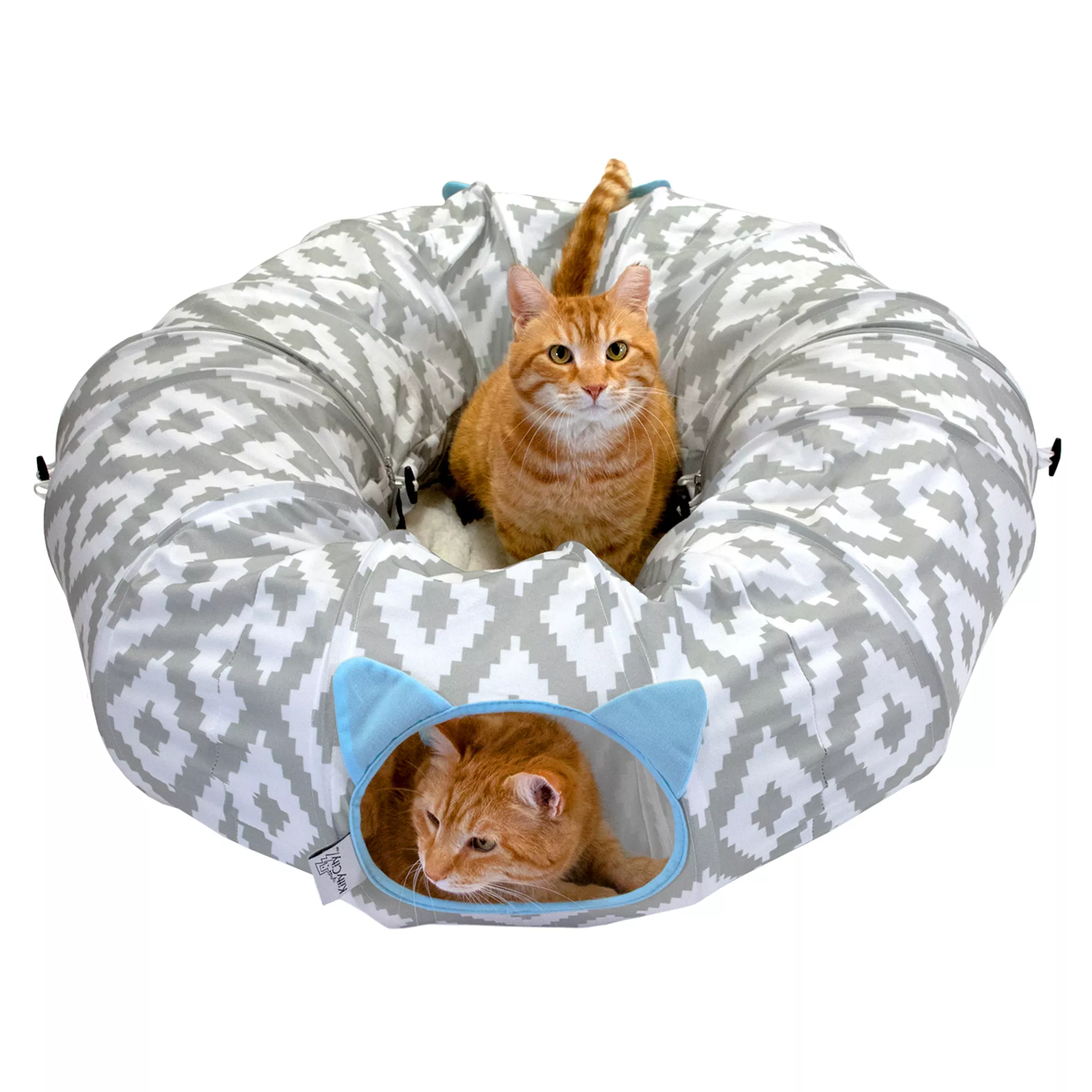 Kitty City Cool Gray & White Tunnel Cat Bed