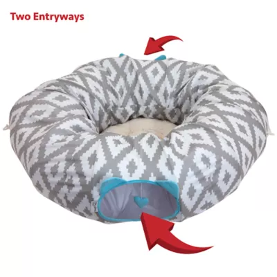 Product Kitty City Cool Gray & White Tunnel Cat Bed
